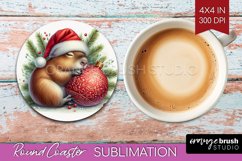 Christmas Animals Round Coaster - Cute Christmas Coaster PNG Product Image 1