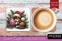 Christmas Animals Square Coaster - Cute Christmas Coaster Product Image 1