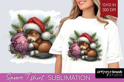 Christmas Animals Square Tshirt Background - Cute Christmas Product Image 1