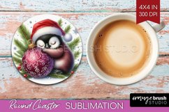 Christmas Animals Round Coaster - Cute Christmas Coaster PNG Product Image 1