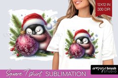 Christmas Animals Square Tshirt Background - Cute Christmas Product Image 1