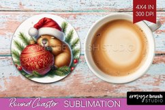 Christmas Animals Round Coaster - Cute Christmas Coaster PNG Product Image 1