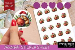 Christmas Animals Round Sticker - Cute Christmas Printable Product Image 1