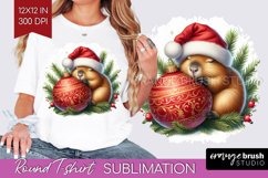Christmas Animals Round Tshirt Background - Cute Christmas Product Image 1