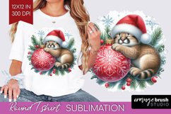Christmas Animals Round Tshirt Background - Cute Christmas Product Image 1
