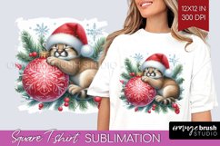 Christmas Animals Square Tshirt Background - Cute Christmas Product Image 1