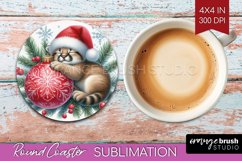 Christmas Animals Round Coaster - Cute Christmas Coaster PNG Product Image 1
