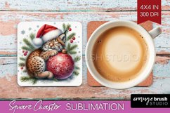 Christmas Animals Square Coaster - Cute Christmas Coaster Product Image 1