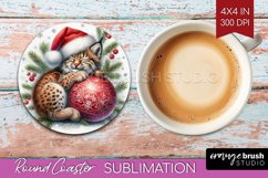Christmas Animals Round Coaster - Cute Christmas Coaster PNG Product Image 1