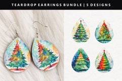Watercolor Teardrop Earring Sublimation PNG Design Product Image 1