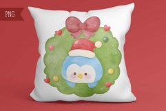 Christmas wreath watercolor and cozy winter animal kawaii Product Image 3