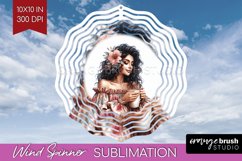 Coffee Girl Wind Spinner Sublimation PNG - Coffee Lover Product Image 1