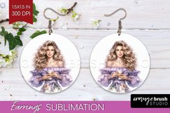 Coffee Girl Round Earrings - Coffee Lover PNG Sublimation Product Image 1