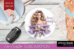 Coffee Girl Car Coaster - Coffee Lover Coaster PNG Product Image 1