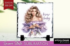 Coffee Girl Slate PNG - Coffee Lover Square Slate Product Image 1