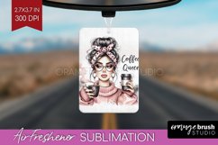 Coffee Girl Air Freshener PNG - Coffee Lover PNG Sublimation Product Image 1
