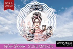 Coffee Girl Wind Spinner Sublimation PNG - Coffee Lover Product Image 1