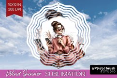 Coffee Girl Wind Spinner Sublimation PNG - Coffee Lover Product Image 1