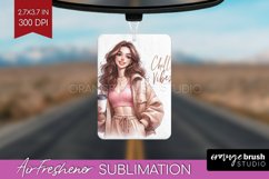 Coffee Girl Air Freshener PNG - Coffee Lover PNG Sublimation Product Image 1
