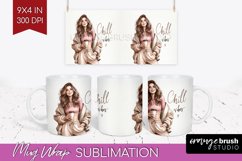 Coffee Girl Mug Wrap - Coffee Lover Mug PNG Sublimation Product Image 1