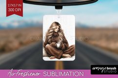 Coffee Girl Air Freshener PNG - Coffee Lover PNG Sublimation Product Image 1