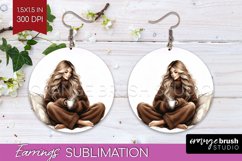 Coffee Girl Round Earrings - Coffee Lover PNG Sublimation Product Image 1