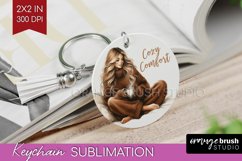 Coffee Girl Keychain PNG - Coffee Lover Keychain Sublimation Product Image 1