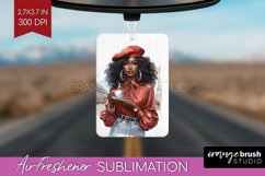 Coffee Girl Air Freshener PNG - Coffee Lover PNG Sublimation Product Image 1