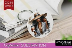 Coffee Girl Keychain PNG - Coffee Lover Keychain Sublimation Product Image 1