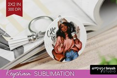 Coffee Girl Keychain PNG - Coffee Lover Keychain Sublimation Product Image 1