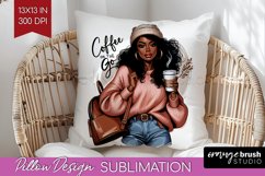 Coffee Girl Pillow Sublimation - Coffee Lover Pillow Cover Product Image 1