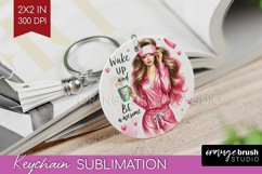 Coffee Girl Keychain PNG - Coffee Lover Keychain Sublimation Product Image 1