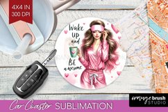 Coffee Girl Car Coaster - Coffee Lover Coaster PNG Product Image 1