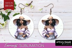 Coffee Girl Round Earrings - Coffee Lover PNG Sublimation Product Image 1