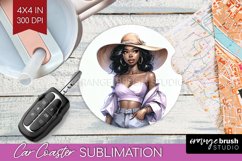 Coffee Girl Car Coaster - Coffee Lover Coaster PNG Product Image 1