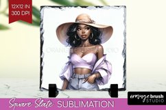 Coffee Girl Slate PNG - Coffee Lover Square Slate Product Image 1