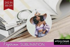Coffee Girl Keychain PNG - Coffee Lover Keychain Sublimation Product Image 1