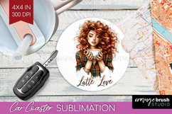 Coffee Girl Car Coaster - Coffee Lover Coaster PNG Product Image 1