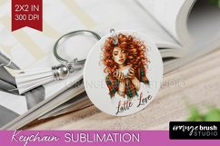 Coffee Girl Keychain PNG - Coffee Lover Keychain Sublimation Product Image 1