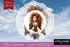 Coffee Girl Wind Spinner Sublimation PNG - Coffee Lover Product Image 1