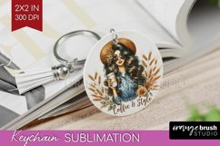 Coffee Girl Keychain PNG - Coffee Lover Keychain Sublimation Product Image 1