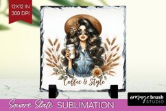 Coffee Girl Slate PNG - Coffee Lover Square Slate Product Image 1