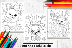 Cute teddy bear patriotic coloring pages Product Image 1