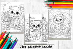 Raccoon coloring page, Printable spring coloring pages Product Image 1
