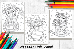 Cute highland cow patriotic coloring pages Product Image 1