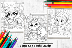 Valentine Cute Animal Coloring Pages, Raccoon coloring page Product Image 1