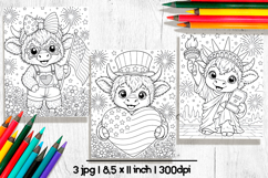 Cute highland cow patriotic coloring pages Product Image 1