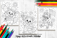 Cute raccoon patriotic coloring pages Product Image 1
