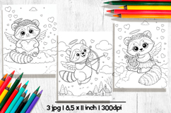 Raccoon coloring page, Valentine Cute Animal Coloring Pages Product Image 1