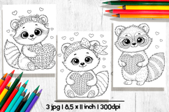 Raccoon coloring page, Valentine Cute Animal Coloring Pages Product Image 1